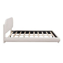Upholstered Platform Bed With Thick Solid Frame And Stylish Curve-Shaped Design