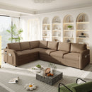 L-Shaped Couch With Pull-Out Bed, Convertible Sleeper Sofa With Side Pocket & USB Port