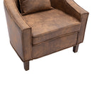 Accent Chair with Ottoman, Mid Century Modern Barrel Chair Upholstered Club Tub Round Arms Chair for Living Room