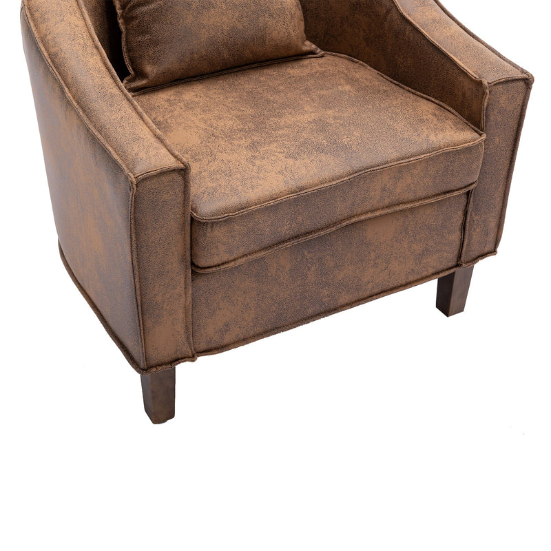 Accent Chair with Ottoman, Mid Century Modern Barrel Chair Upholstered Club Tub Round Arms Chair for Living Room