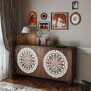 60" Vintage Mandala Carved Sideboard