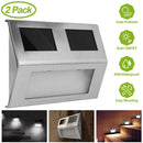 2 Pack Solar Light 2 LEDs Wall Lamp Stair Step Outdoor Waterproof Security Light with Auto On/Off for Stairs Fence Garden Landscape Lighting