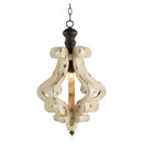 Farmhouse Chandeliar Distressed Pendant French Country Wood Chandelier For Living Room Foyer, Bulb Not Included - Antique Cream by HouseOfZazla
