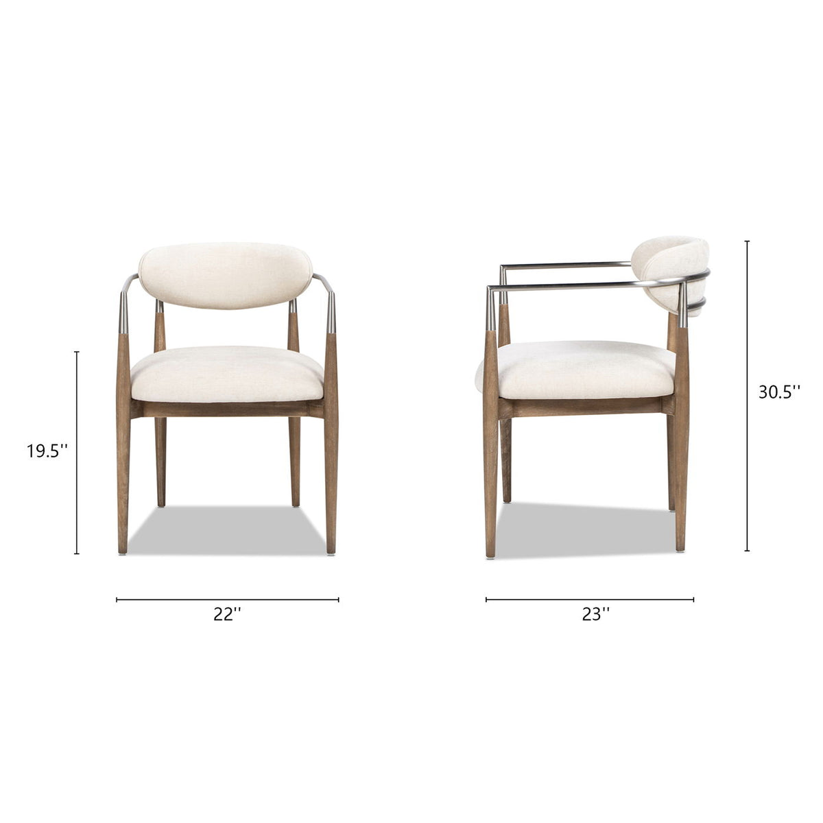 Artemis - Mixed Material Upholstered Dining Arm Chair - Warm White, photo 12 of 13