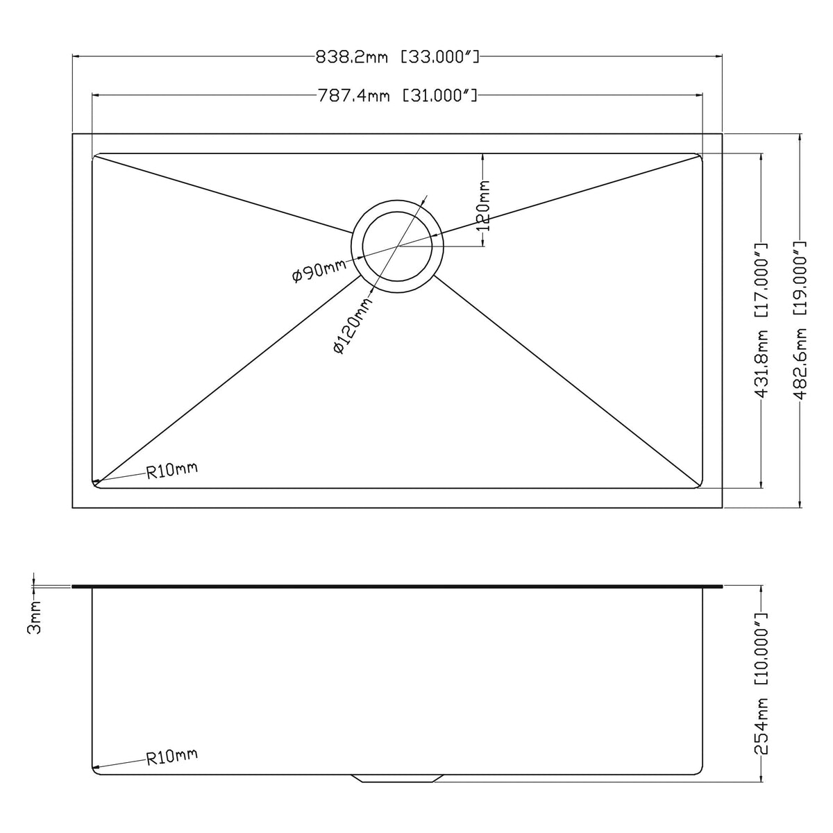 Undermount Kitchen Sink 16 Gauge Single Bowl Stainless Steel, photo 14 of 14