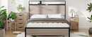 Antique Full Size Wooden Platform Bed Frame with LED Light Headboard