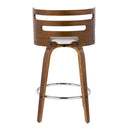 Cosini - Mid Century Modern Fixed Height Barstool With Swivel With Round Footrest (Set of 2)