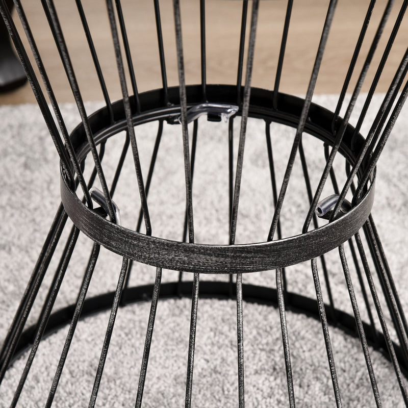 16" Steel Patio Side Table, Garden End Table with Hourglass Design, Accent Table for Outdoor and Indoor Use, Black