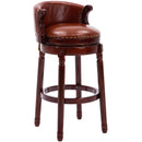 Cow Top Leather Wooden Bar Stools Box - Brown / Blue by HouseOfZazla