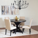 Mytzi - 5 Piece Dining Set, Cross-Buck Dining Table With 4 Stylish Chairs - Black / Beige by HouseOfZazla