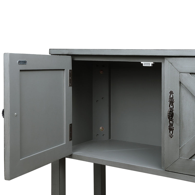 35" Farmhouse Wood Buffet Sideboard Console Table with Bottom Shelf and 2-Door Cabinet, for Living Room, Entryway, Kitchen Dining Room Furniture (Antique Gray)