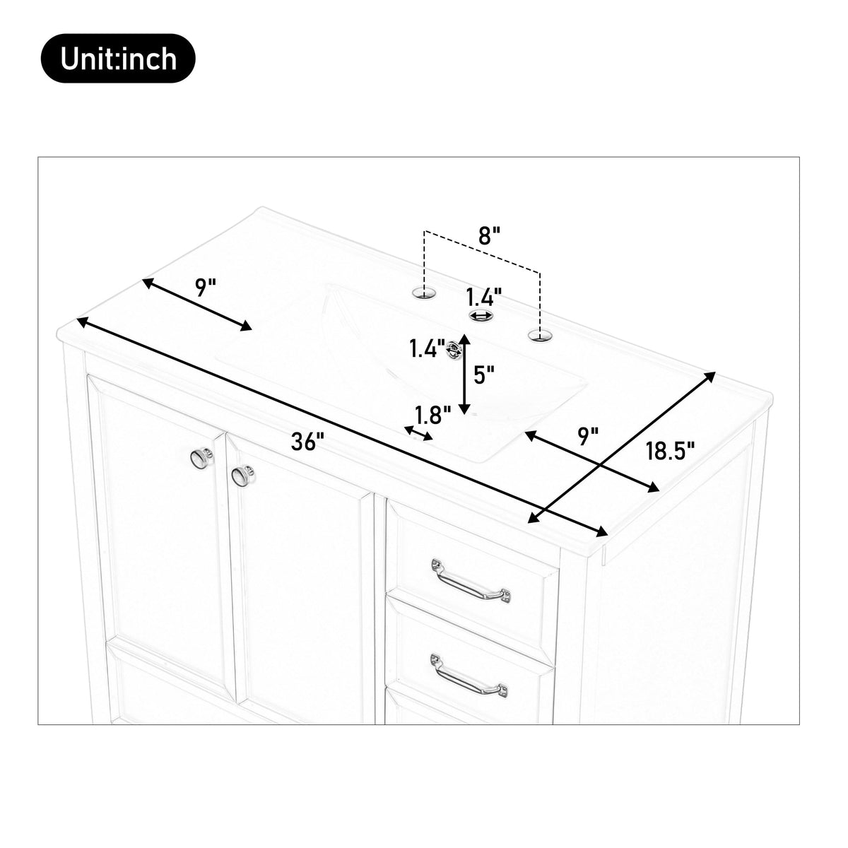 36" Bathroom Vanity with Sink, photo 10 of 10