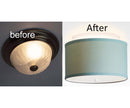 Moderne Flush Mount Conversion Kit 14"w Island Paradise Blue Drum Lampshade by LampsUSA