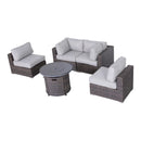 Wicker Outdoor Lounge Set With Cushions And Fire Pit by HouseOfZazla
