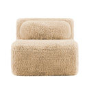 Aviana Armless Sofa with Pillow – Plush Fabric, Light Khaki