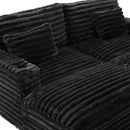 Oversized Double Chaise Lounge Sofa Bed With USB Ports And Cup Holders