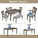 6 Pieces Kitchen Dining Set, Rectangular Wooden Dining Table With 4 Chairs And A Bench by Unique Piece Furniture