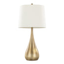 Pebble 29" Contemporary Metal Table Lamp Set in Gold with White Linen Shades - Set of 2