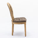 French Style Solid Wood Frame Antique Painting, Hand-Pulled Buckle Decoration Artificial Dining Chair With Nailhead Trim, Wood Legs by HouseOfZazla