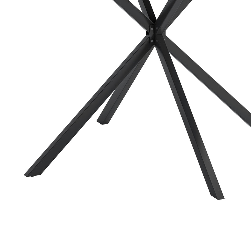 47.24" Modern Cross Leg Round Dining Table, Black Top Occasional Table, Two Piece Removable Top, Matte Finish Iron Legs