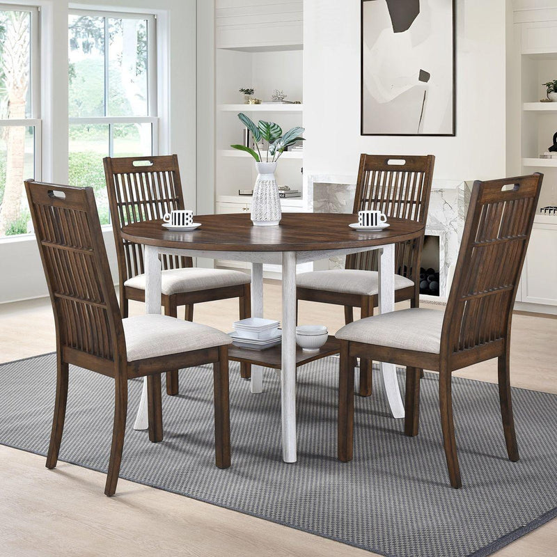 WOODHOMER Round Dining Furniture Set 1Table with 4 chairs