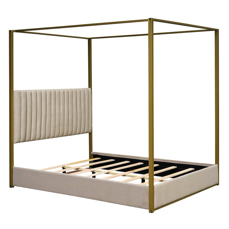 Walker Edison | Queen Size Upholstery Canopy Platform Bed