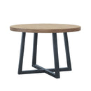 Round Dining Table With Wire Brushed Mindi Top And Mahogany Base - Wheat by HouseOfZazla