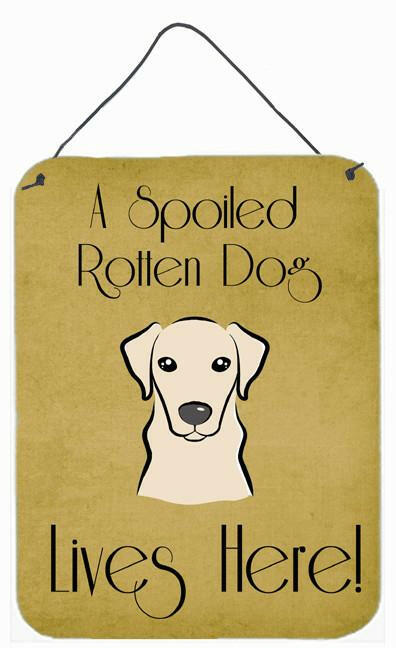 Yellow Labrador Spoiled Dog Lives Here Wall or Door Hanging Prints BB1470DS1216