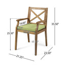 7 Pieces Acacia Wood Outdoor Dining Set with Green Cushions by HouseOfZazla