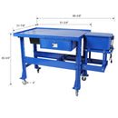 Mobile Tear Down Table With 3.5 Gallon Parts Washer And 110V Pump - Blue by HouseOfZazla