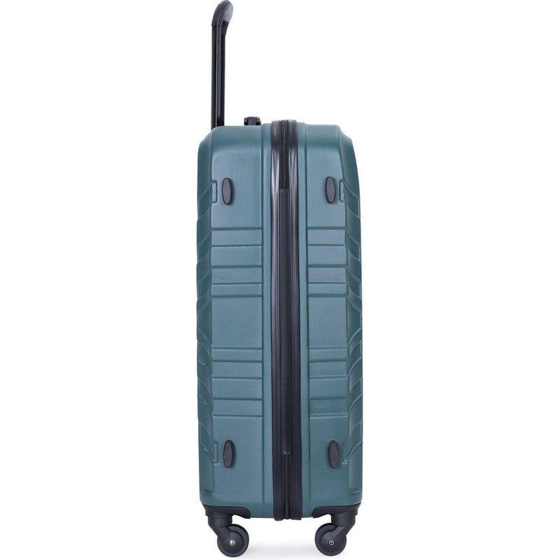 3 Piece Luggage Sets ABS Lightweight Suitcase with Two Hooks, Spinner Wheels, TSA Lock, (20/24/28), DARK GREEN