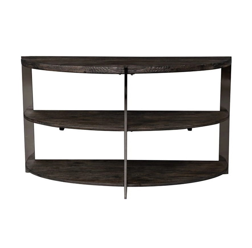 Kalne Console Table Half Moon Shape with 2 Open Shelves, photo 2 of 6