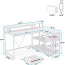 L-Shaped Home Office Desk With Monitor Riser, Drawers, And Storage Shelves by HouseOfZazla