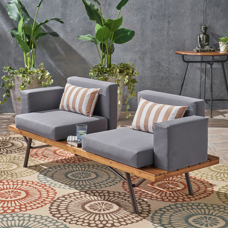 Outdoor Sofa With Cushions And Iron Legs - Dark Gray, photo 9 of 10