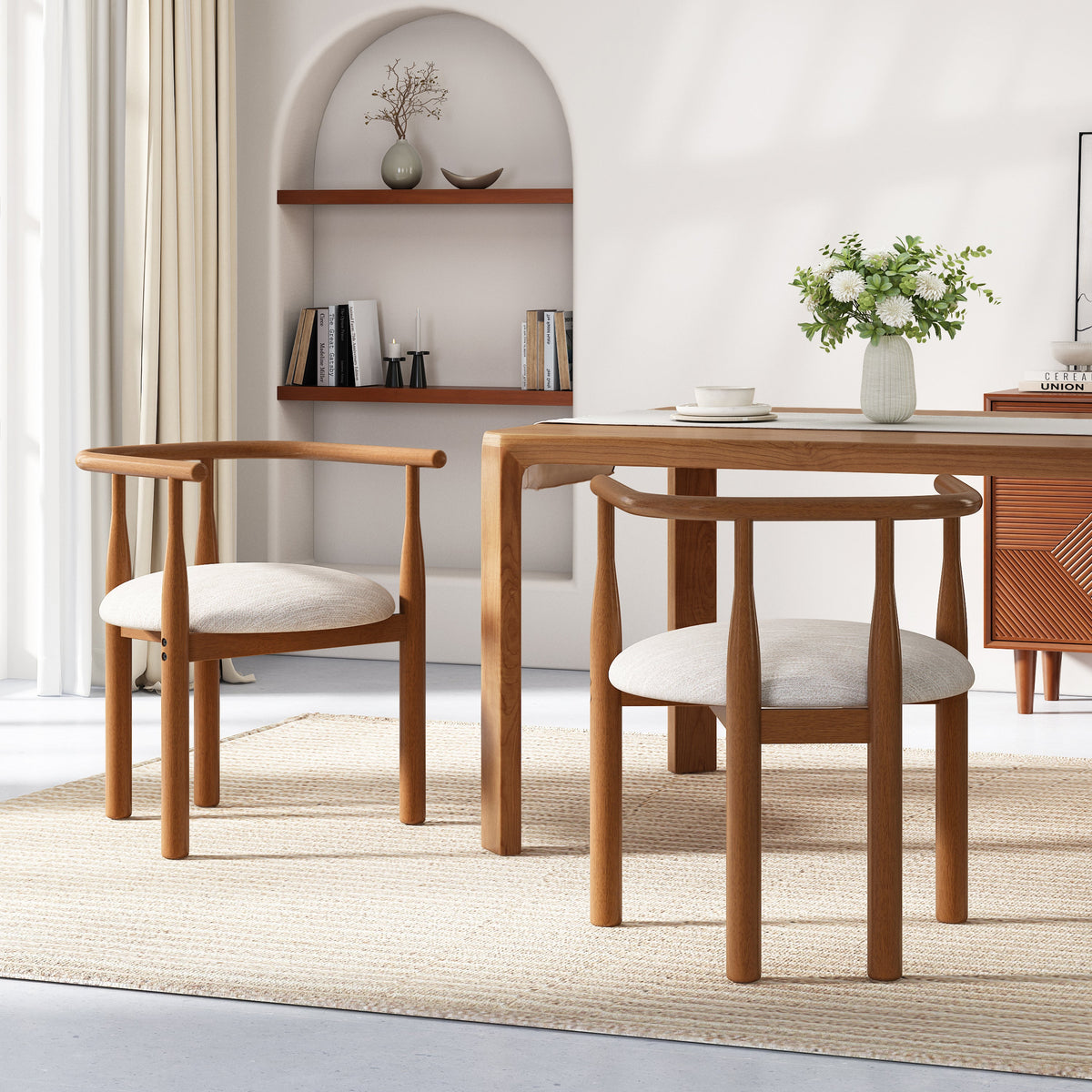 Modern Dining Chair Set of 2 with Solid Wood Legs, photo 2 of 10