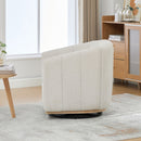 360 Degrees Swivel Upholstered Barrel Armchair For Living Room - Ivory by HouseOfZazla