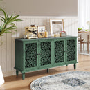 60' Antique Buffet Cabinet with Floral Carvings