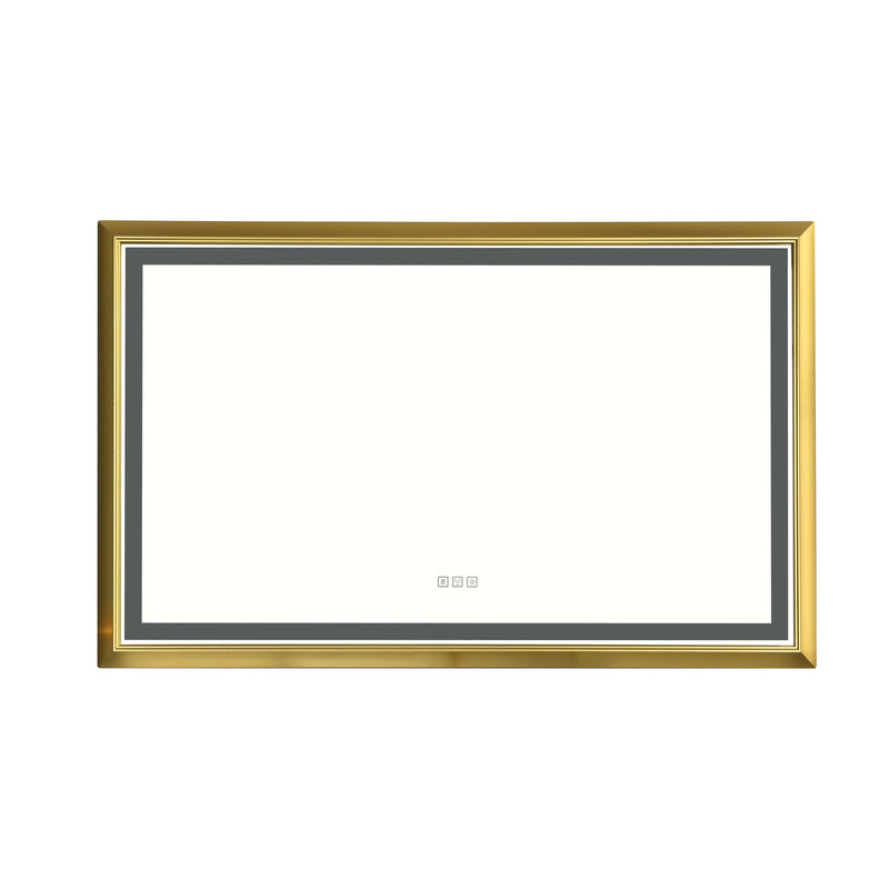 48 in. W x 30 in. H Oversized Rectangular Gold Framed LED Mirror Anti-Fog Dimmable Wall Mount Bathroom Vanity Mirror Wall Mirror Kit For Gym And Dance Studio