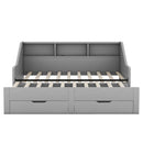 Daybed Frame With Storage Bookcases, 2 Drawers, Charging Station