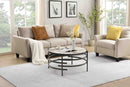 32.48" Round Coffee Table With Sintered Stone Top&Sturdy Metal Frame, Modern Coffee Table for Living Room, Darker Gray