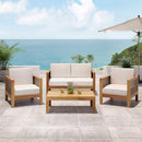 Outdoor 4 Seater Acacia Wood Chat Set With Wicker Accents And Cushions by HouseOfZazla