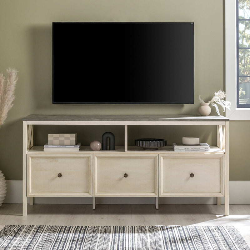 60" Distressed 3-Drawer TV Console