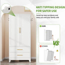 White Metal Wardrobe Closet with 2 Doors and Drawers