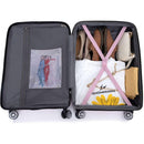 3 Piece Luggage Sets PC Lightweight & Durable Expandable Suitcase with Two Hooks, Double Spinner Wheels, TSA Lock, (21/25/29) Pink