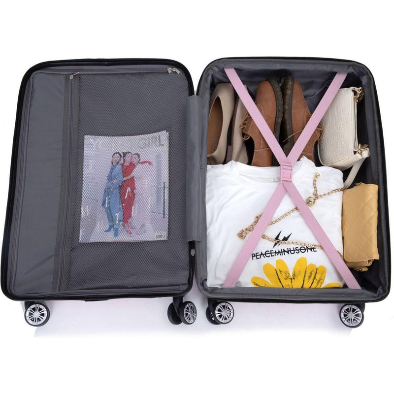 3 Piece Luggage Sets PC Lightweight & Durable Expandable Suitcase with Two Hooks, Double Spinner Wheels, TSA Lock, (21/25/29) Pink