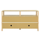 Bohemian Style Rattan Buffet Storage Cabinet with Solid Wood Frame