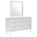 Dresser With Mirror, Angled Legs, Round Knobs - White by HouseOfZazla