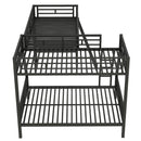 Twin Over Full Bunk Bed With Loft And Desk, L-Shaped Design For 3 Sleepers - Black