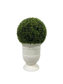 24" Ball Topiary in White Pot, Artificial Faux Plant for indoor and outdoor