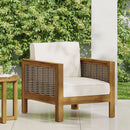 Outdoor Acacia Wood Club Chair With Wicker Accents by HouseOfZazla